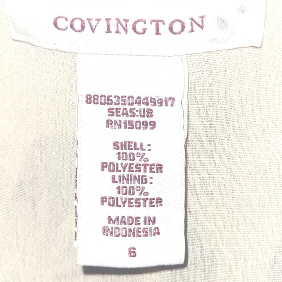 Covington tank top sleeveless blouse tie zipper tan brown floral print lined - Picture 4 of 5